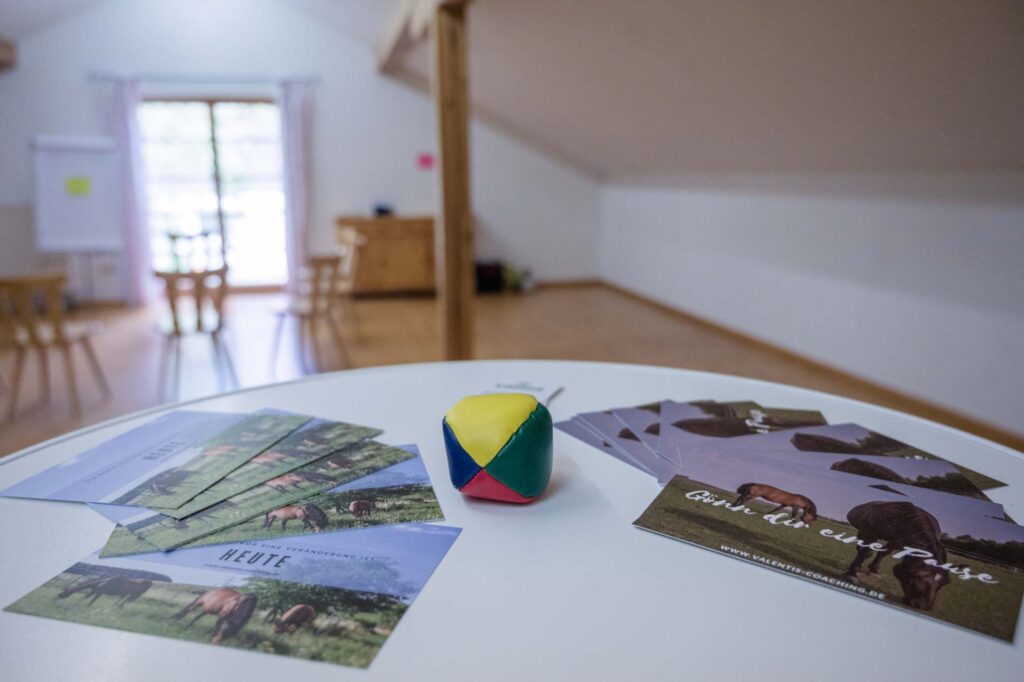 Tisch mit Werbematerial im Seminarhaus
